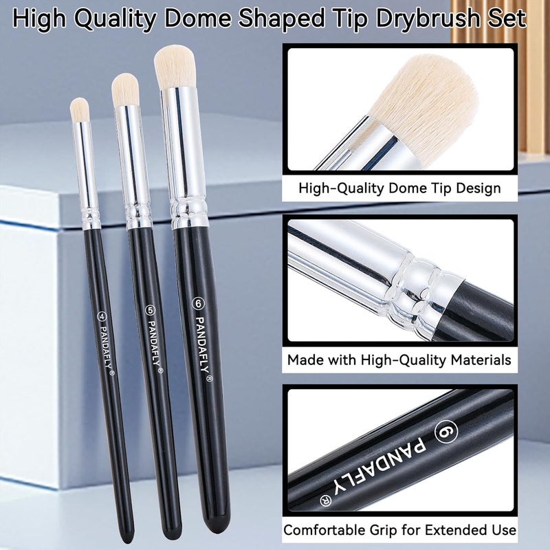 PANDAFLY Drybrush Set - 3 Sizes Hobby Detail Paint Brush Set, Acrylic Paint Brushes for Tabletop, Citadel, Scale Model, Watercolor Oil Painting - Image 2